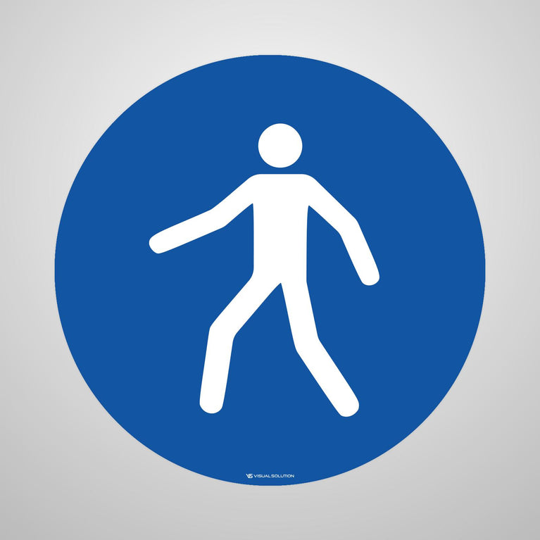 Naklejka podłogowa BHP: Nakaz przechodzenia w oznakowanym miejscu