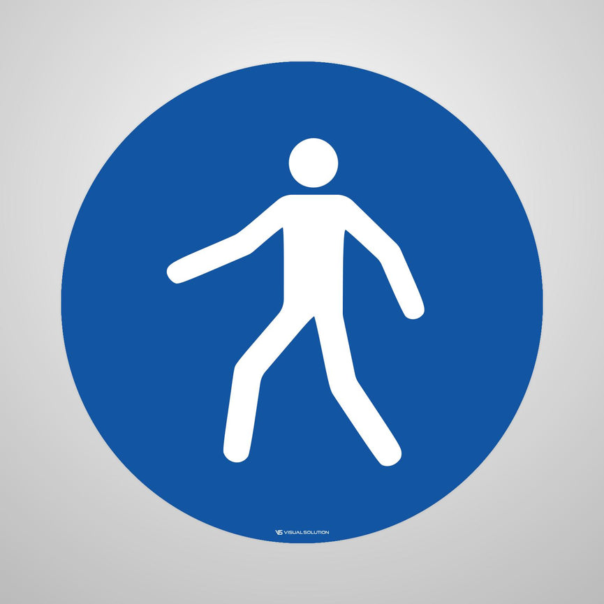 Naklejka podłogowa BHP: Nakaz przechodzenia w oznakowanym miejscu