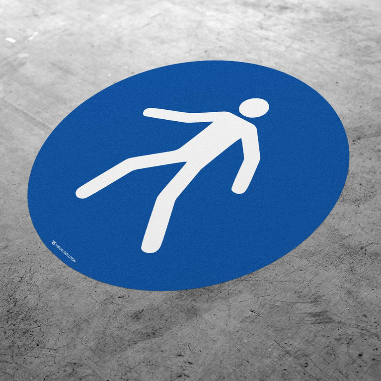 Naklejka podłogowa BHP: Nakaz przechodzenia w oznakowanym miejscu