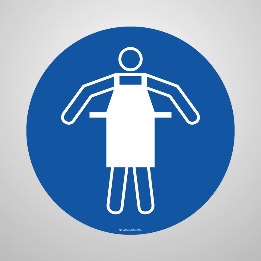 Naklejka podłogowa BHP: Nakaz stosowania fartucha ochronnego