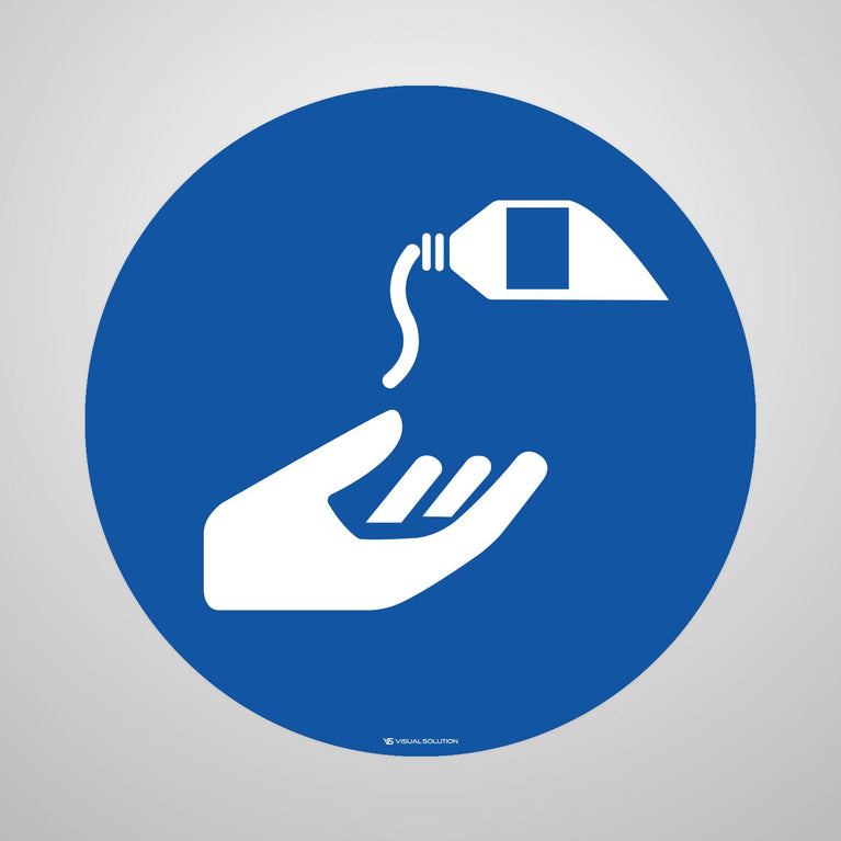 Naklejka podłogowa BHP: Nakaz stosowania kremu ochronnego