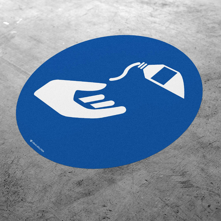 Naklejka podłogowa BHP: Nakaz stosowania kremu ochronnego