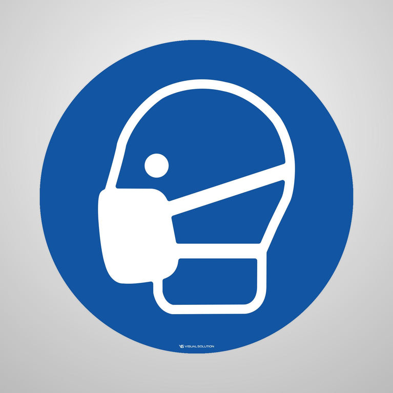 Naklejka podłogowa BHP: Nakaz noszenia maski przeciwpyłowej