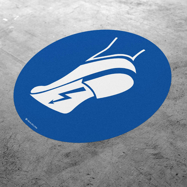 Naklejka podłogowa BHP: Nakaz noszenia obuwia specjalnego