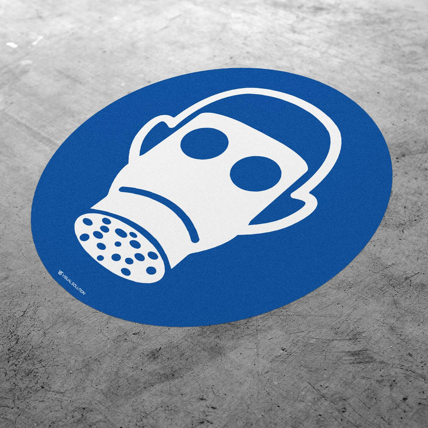 Naklejka podłogowa BHP: Nakaz ochrony dróg oddechowych