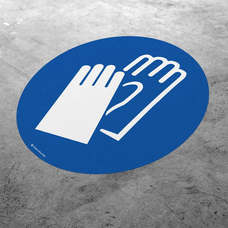 Naklejka podłogowa BHP: Nakaz stosowania ochrony dla rąk