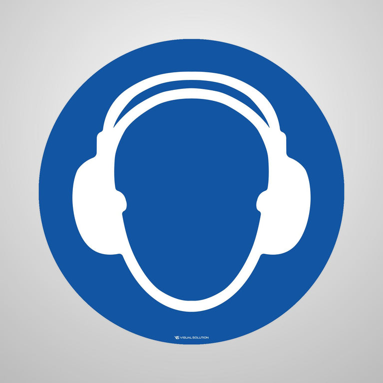 Naklejka podłogowa BHP: Nakaz stosowania ochrony słuchu