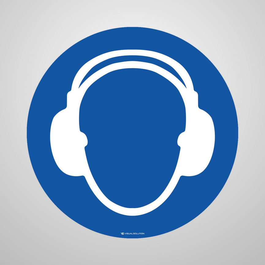 Naklejka podłogowa BHP: Nakaz stosowania ochrony słuchu