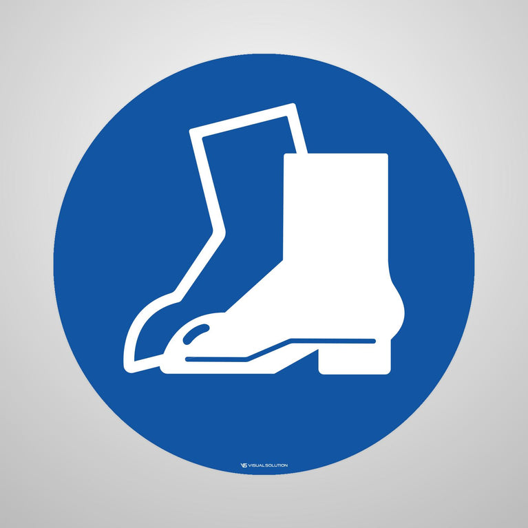 Naklejka podłogowa BHP: Nakaz stosowania ochrony dla stóp