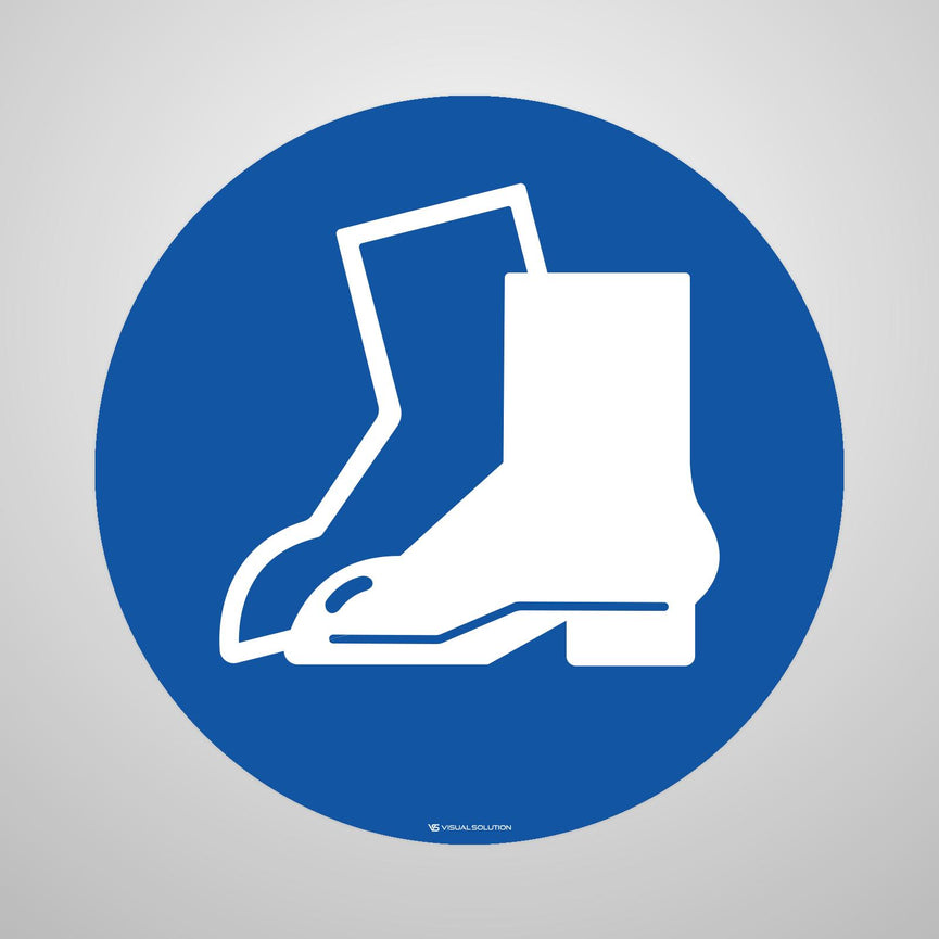 Naklejka podłogowa BHP: Nakaz stosowania ochrony dla stóp