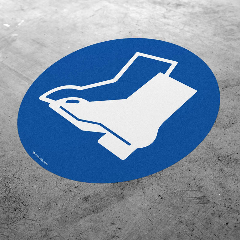 Naklejka podłogowa BHP: Nakaz stosowania ochrony dla stóp