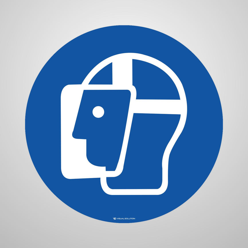 Naklejka podłogowa BHP: Nakaz ochrony twarzy