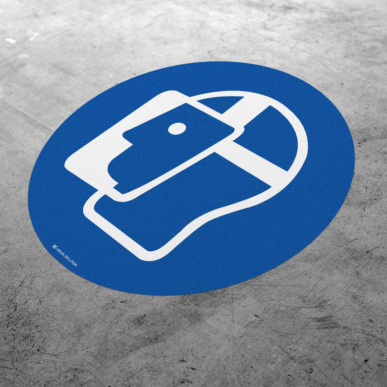 Naklejka podłogowa BHP: Nakaz ochrony twarzy