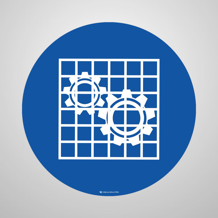 Naklejka podłogowa BHP: Nakaz stosowania osłony