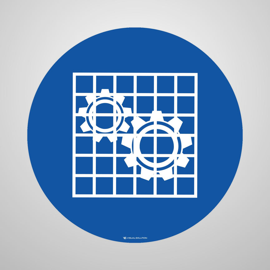 Naklejka podłogowa BHP: Nakaz stosowania osłony