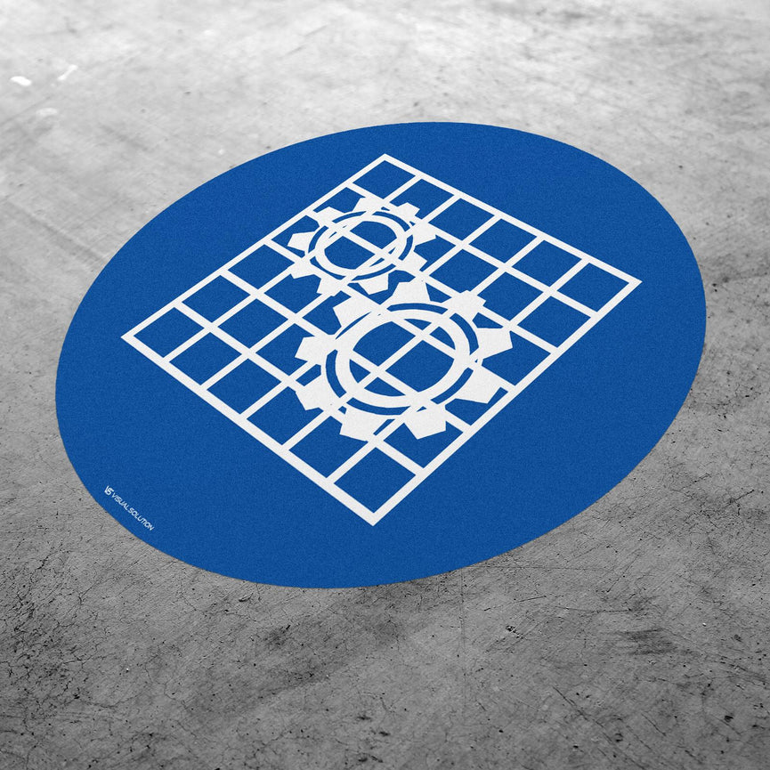 Naklejka podłogowa BHP: Nakaz stosowania osłony