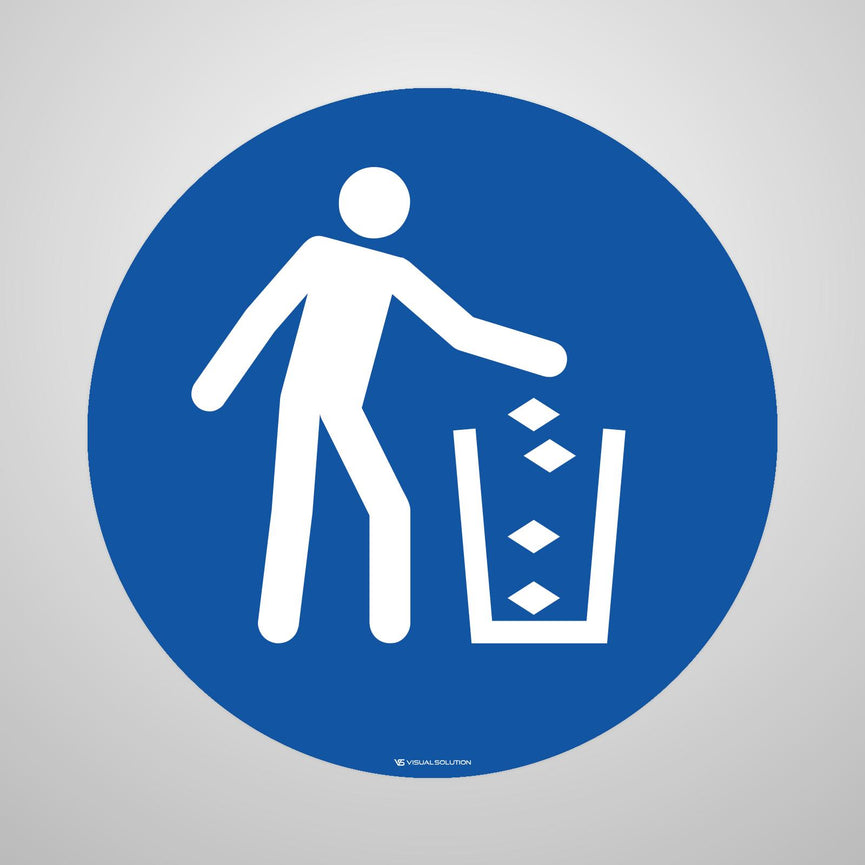 Naklejka podłogowa BHP: Nakaz używania kosza na śmieci