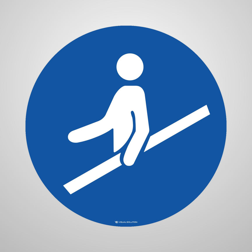 Naklejka podłogowa BHP: Nakaz używania poręczy