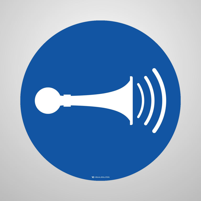 Naklejka podłogowa BHP: Nakaz używania sygnału dźwiękowego