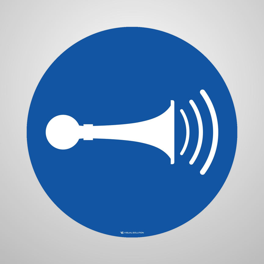 Naklejka podłogowa BHP: Nakaz używania sygnału dźwiękowego