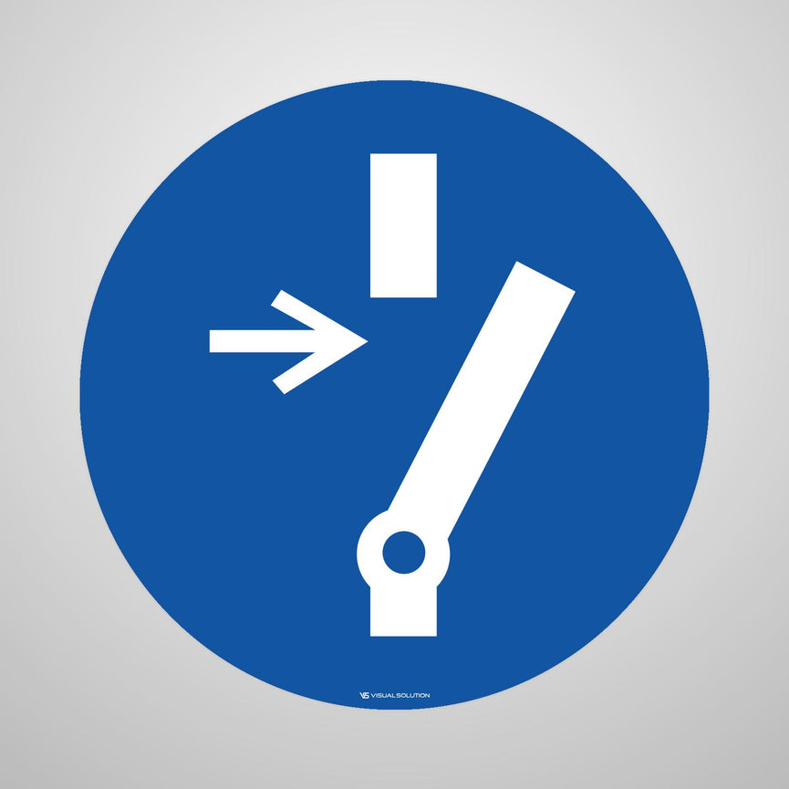 Naklejka podłogowa BHP: Nakaz odłączenia przed użyciem