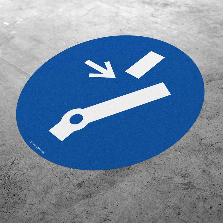 Naklejka podłogowa BHP: Nakaz odłączenia przed użyciem