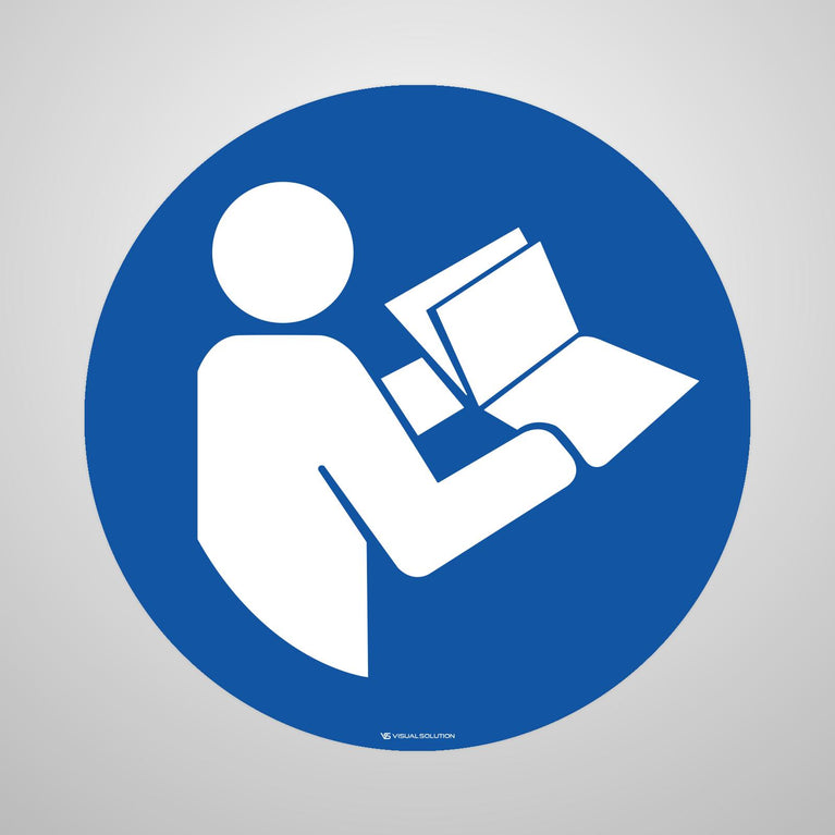 Naklejka podłogowa BHP: Nakaz przeczytania instrukcji