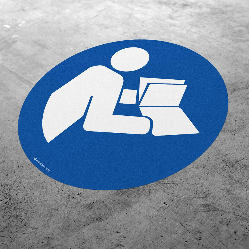 Naklejka podłogowa BHP: Nakaz przeczytania instrukcji