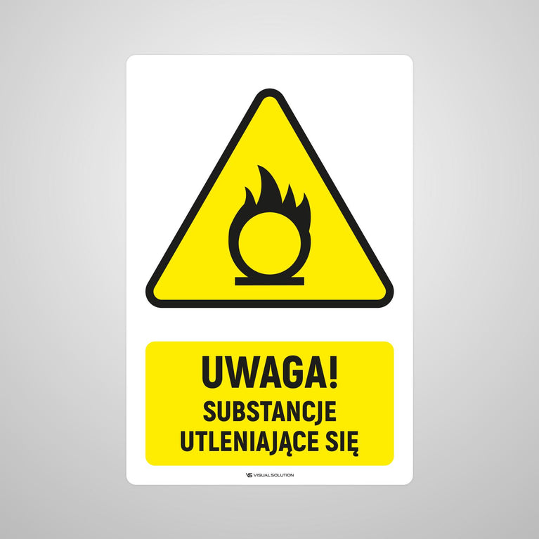 Naklejka Podłogowa BHP: ostrzegająca przed utleniającymi substancjami Z Opisem | W028