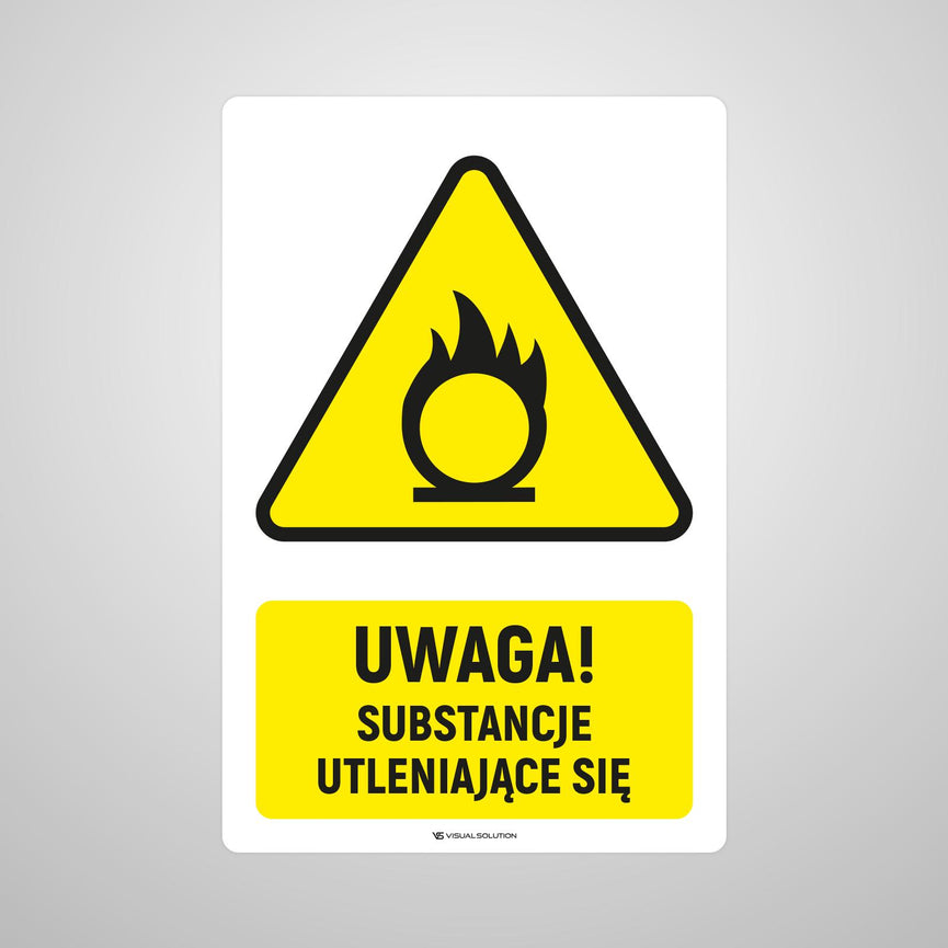 Naklejka Podłogowa BHP: ostrzegająca przed utleniającymi substancjami Z Opisem | W028