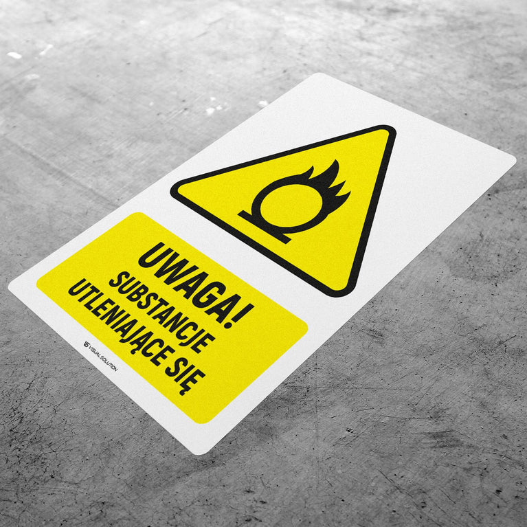 Naklejka Podłogowa BHP: ostrzegająca przed utleniającymi substancjami Z Opisem | W028