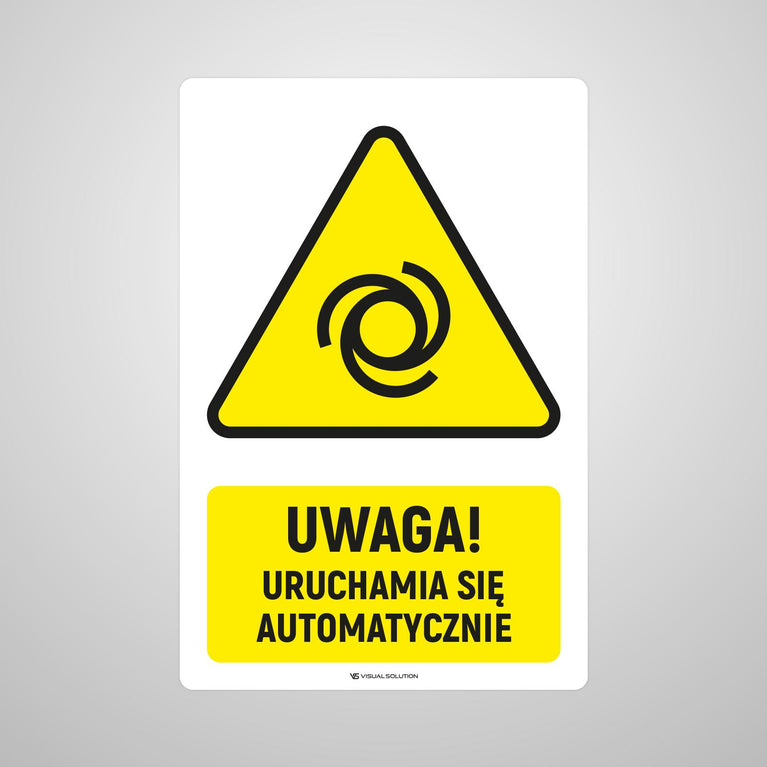 Naklejka Podłogowa BHP: ostrzegająca przed automatycznym uruchomieniem się Z Opisem | GDW018.