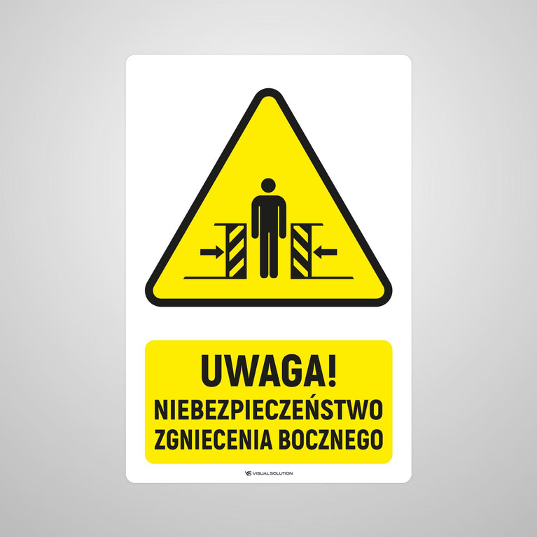 Naklejka Podłogowa BHP: ostrzegająca przed zgnieceniem bocznym Z Opisem | GDW019.