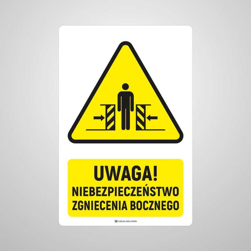 Naklejka Podłogowa BHP: ostrzegająca przed zgnieceniem bocznym Z Opisem | GDW019.