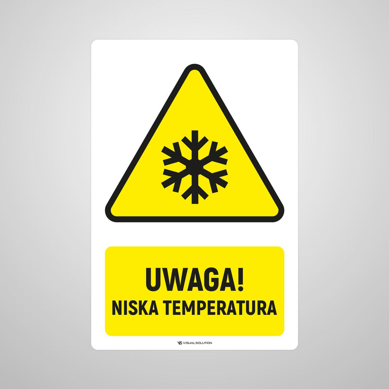 Naklejka Podłogowa BHP: ostrzegająca przed niską temperaturą Z Opisem | GF026.