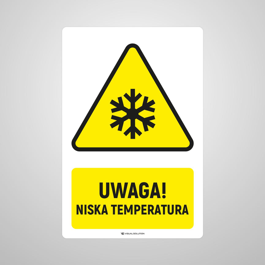 Naklejka Podłogowa BHP: ostrzegająca przed niską temperaturą Z Opisem | GF026.