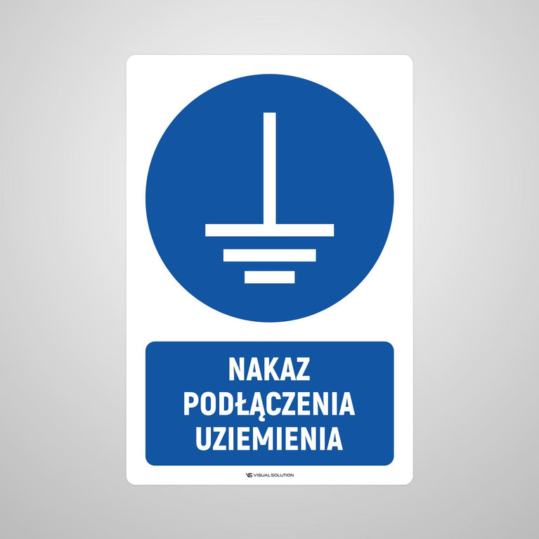 Naklejka podłogowa BHP: Ostrzeżenie! Stosuj uziemienie z opisem.