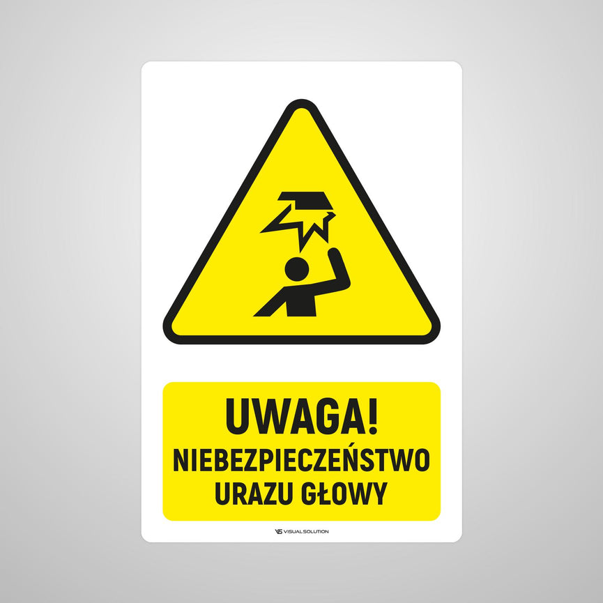 Naklejka Podłogowa BHP: ostrzegająca przed ryzykiem uderzenia w głowę Z Opisem | GDW020.