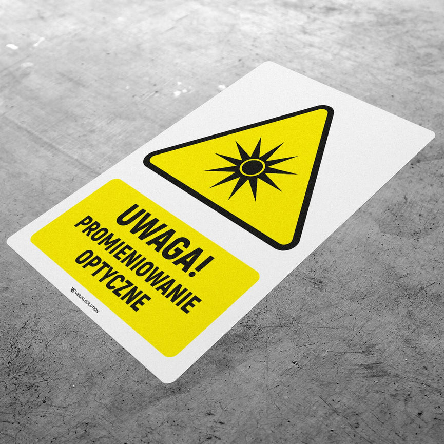 Naklejka Podłogowa BHP: ostrzegająca przed Promieniowaniem optycznym Z Opisem | GF063.