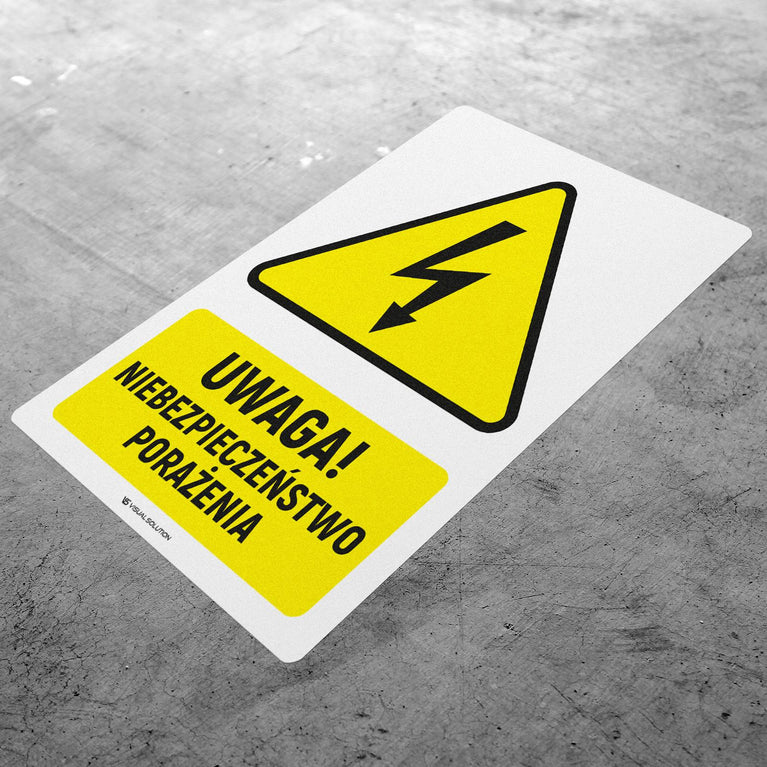 Naklejka Podłogowa BHP: ostrzegająca przed napięciem elektrycznym Z Opisem | GDW012.