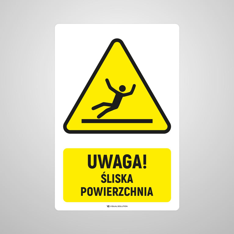 Naklejka Podłogowa BHP: ostrzegająca przed śliską powierzchnią Z Opisem | GDW011.