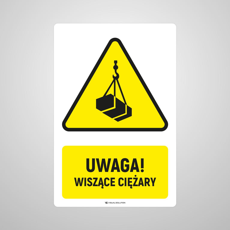 Naklejka Podłogowa BHP: ostrzegająca przed wiszącymi przedmiotami Z Opisem | GDW015.