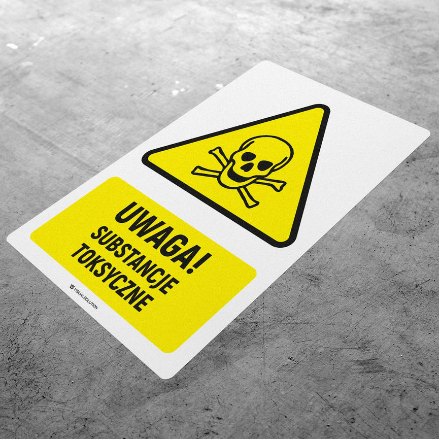 Naklejka Podłogowa BHP: ostrzegająca przed materiałami toksycznymi Z Opisem | GDW016.