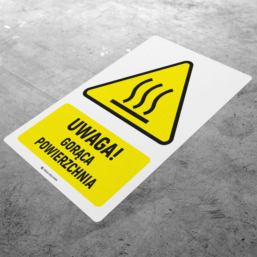 Naklejka Podłogowa BHP: ostrzegająca przed gorącą powierzchnią Z Opisem | GF060.