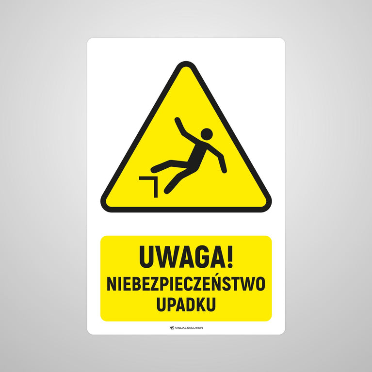 Naklejka Podłogowa BHP: ostrzegająca przed niebezpieczeństwem upadku Z Opisem | GF023.
