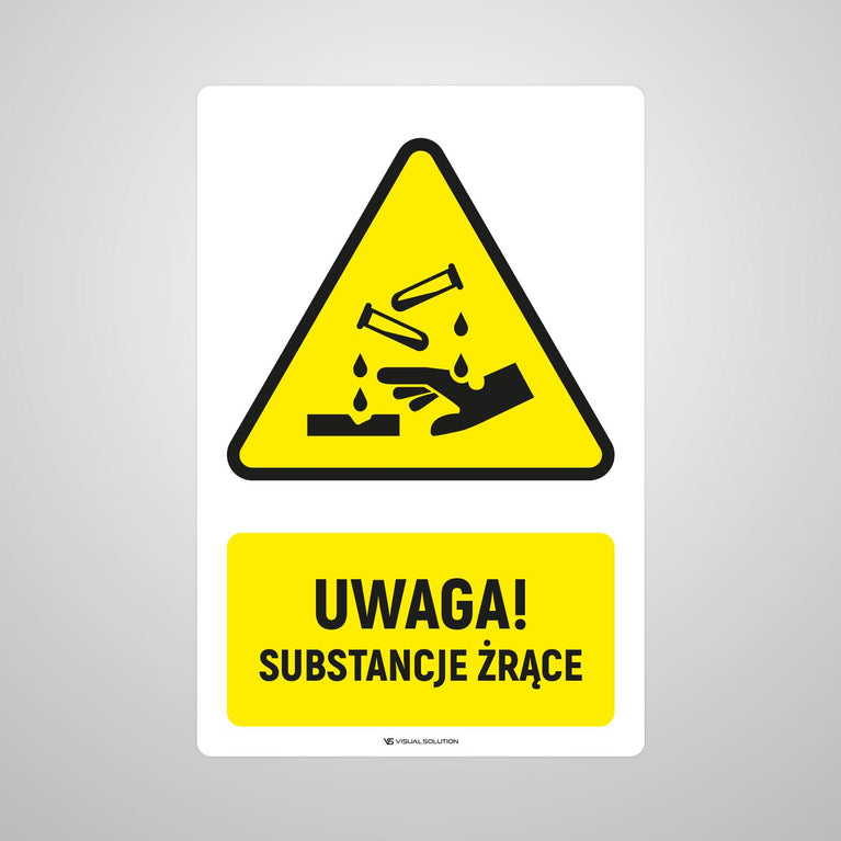 Naklejka Podłogowa BHP: ostrzegająca przed substancjami żrącymi Z Opisem | GDW023.