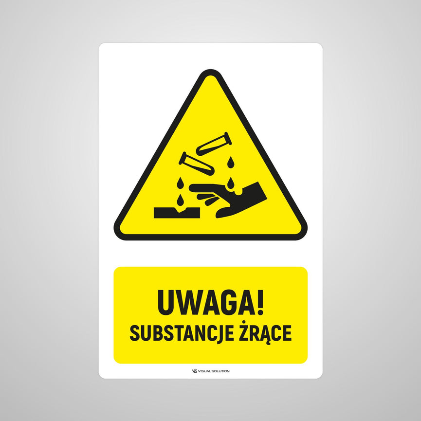 Naklejka Podłogowa BHP: ostrzegająca przed substancjami żrącymi Z Opisem | GDW023.