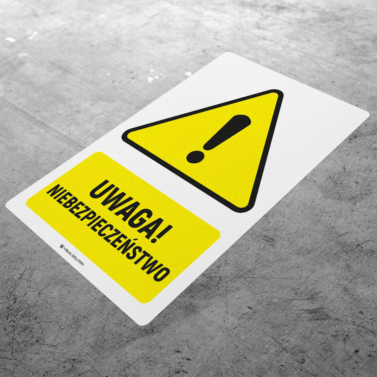 Naklejka Podłogowa BHP: ostrzegająca z ogólnym znakiem ostrzegawczym Z Opisem | GDW001.