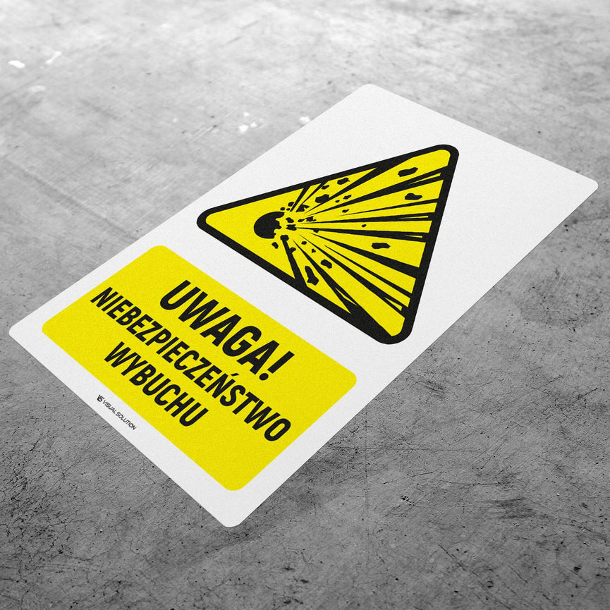 Naklejka Podłogowa BHP: ostrzegająca przed materiałami wybuchowymi Z Opisem | GDW002.