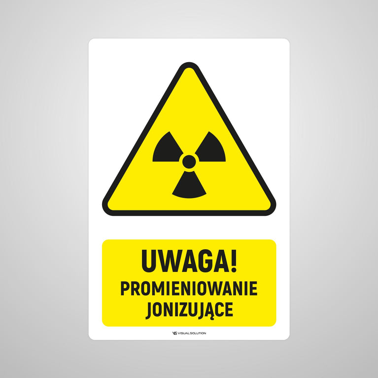 Naklejka Podłogowa BHP: ostrzegająca przed materiałami radioaktywnymi lub Promieniowaniem jonizującym Z Opisem | GDW003.